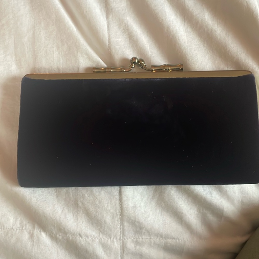 Vintage blue velvet clutch.